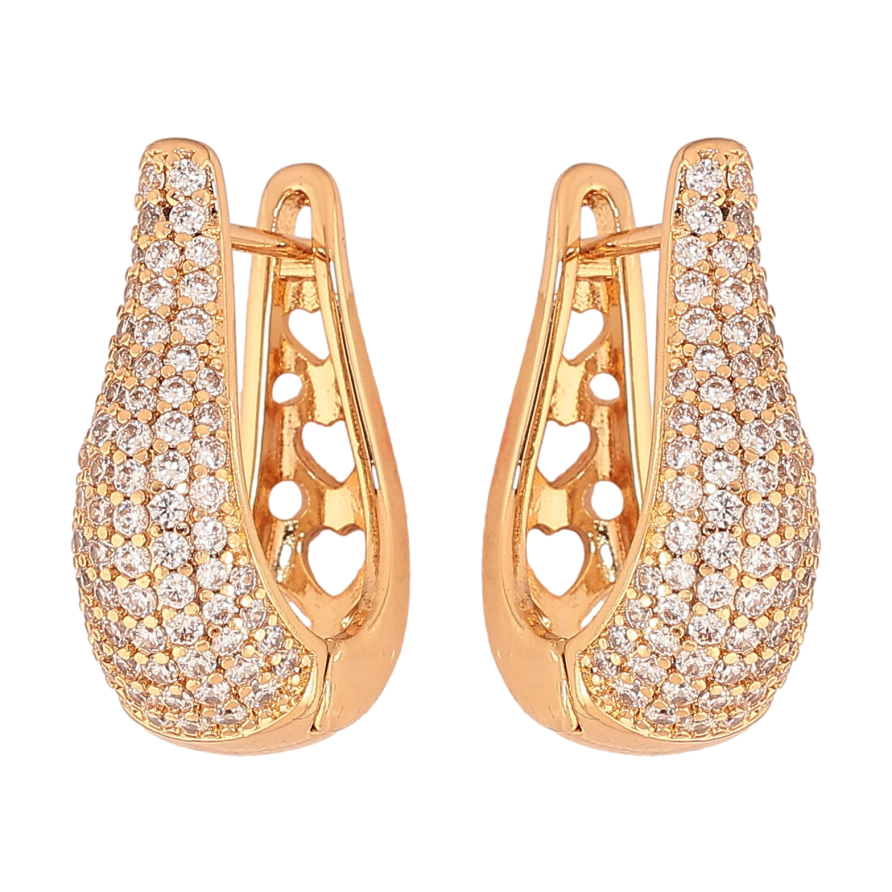 Серьги Xuping цвет Позолота 18К английский замок "Инкрустация кристаллами" фото №1