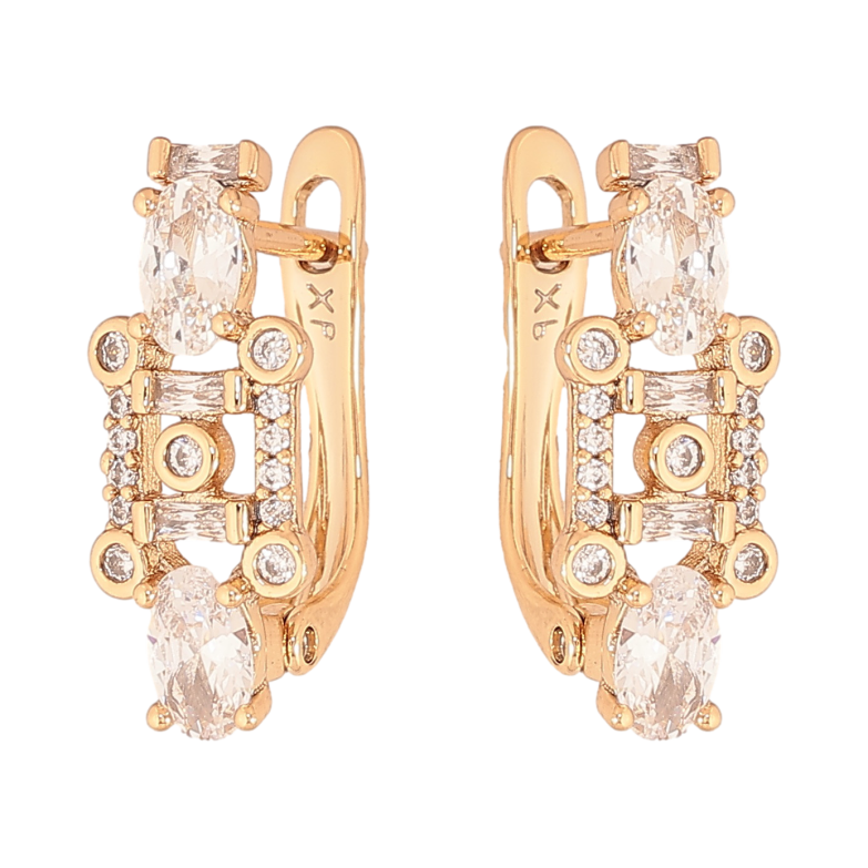 Серьги Xuping цвет Позолота 18K английский замок "Узор с кристаллами" фото №1