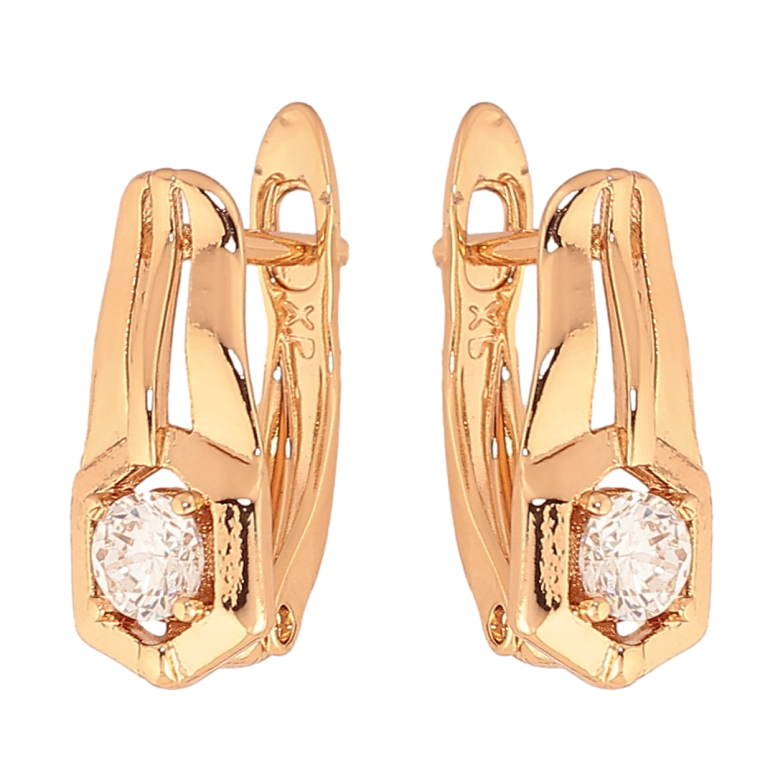 Сережки Xuping колір Позолота 18К англійський замок "Візерунок з кристалами" фото №1