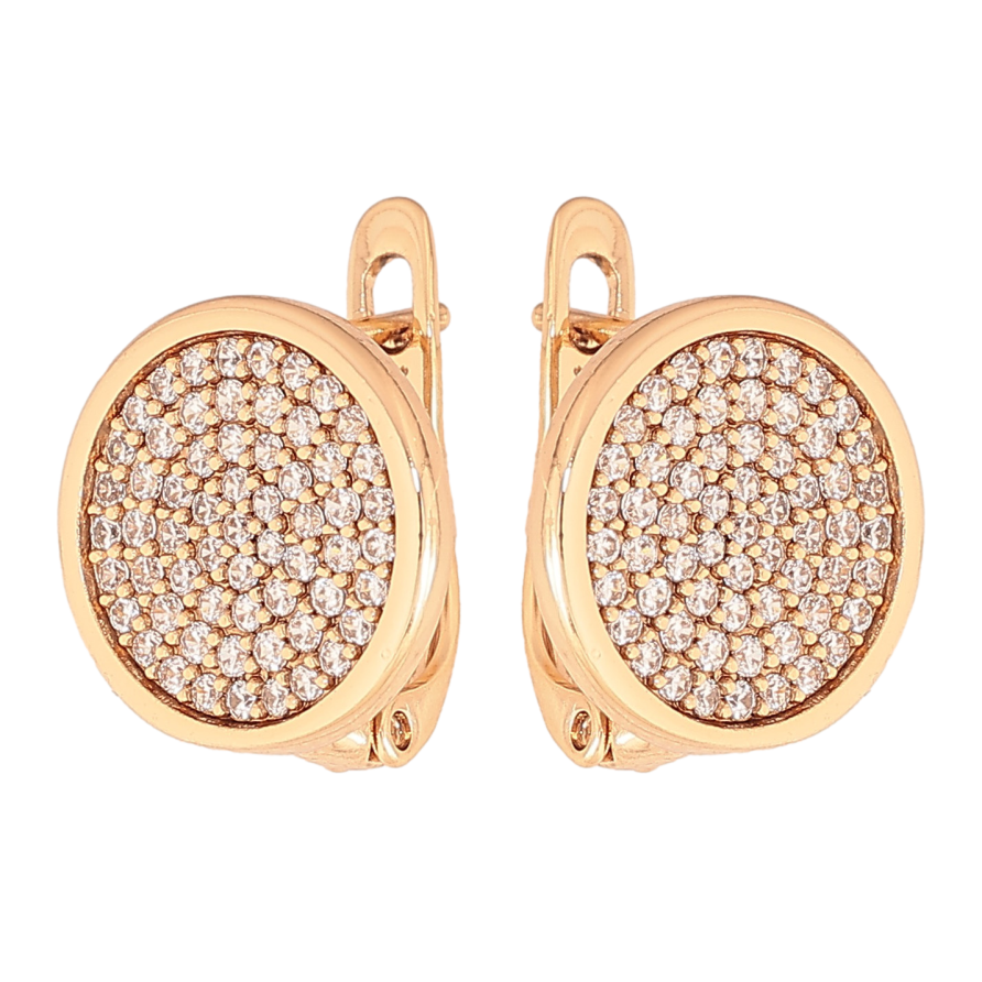 Серьги Xuping цвет Позолота 18К английский замок "Инкрустация кристаллами" фото №1