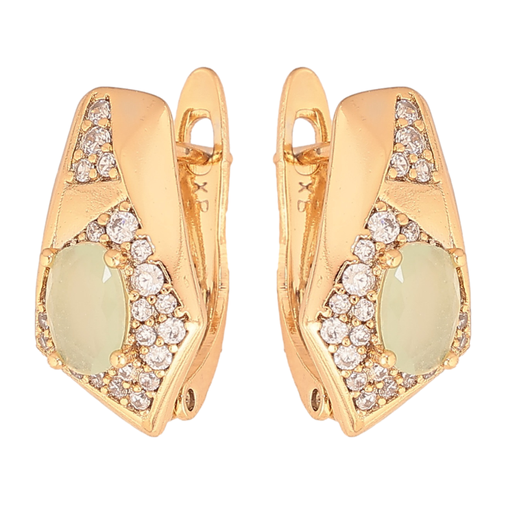 Сережки Xuping колір Позолота 18К англійський замок "Візерунок з кристалами" фото №7