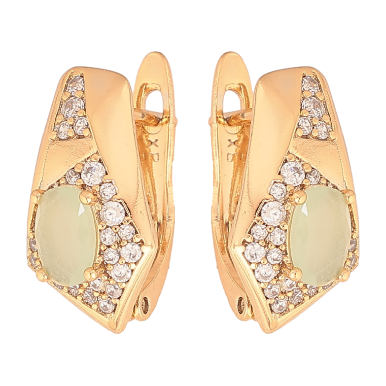 Сережки Xuping колір Позолота 18К англійський замок "Візерунок з кристалами" фото №1