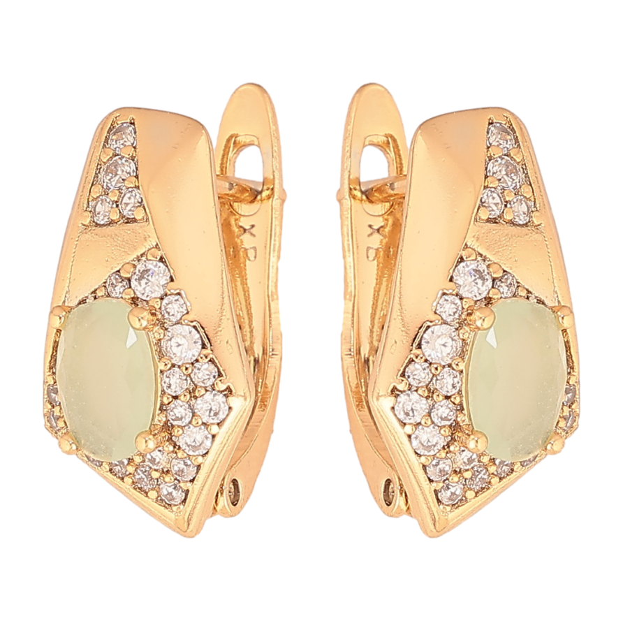 Сережки Xuping колір Позолота 18К англійський замок "Візерунок з кристалами" фото №1