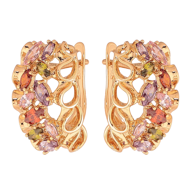 Серьги Xuping цвет Позолота 18К английский замок "Узор с разноцветными кристаллами" фото №15 Серьги Xuping цвет Позолота 18К английский замок "Узор с разноцветными кристаллами" фото №15