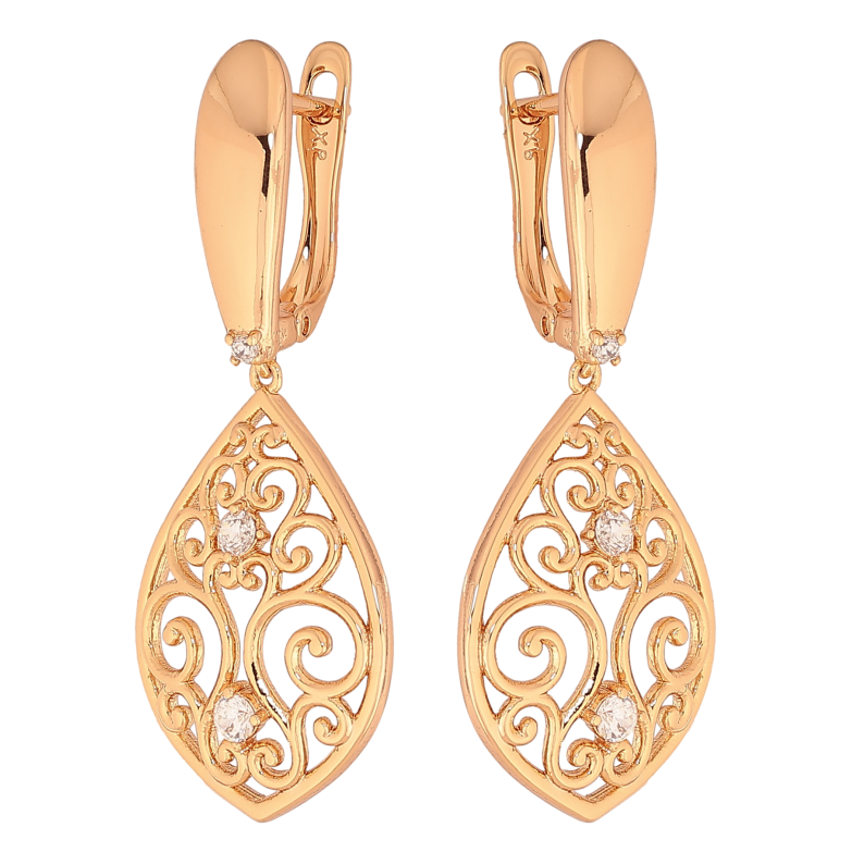 Серьги Xuping цвет Позолота 18К английский замок "Ажурные подвески" фото №1