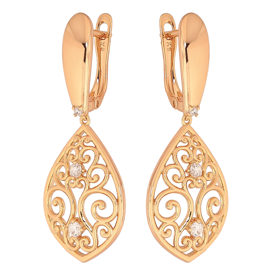 Серьги Xuping цвет Позолота 18К английский замок "Ажурные подвески" фото №1