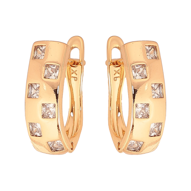 Сережки Xuping колір Позолота 18К англійський замок "Візерунок з кристалами" фото №14