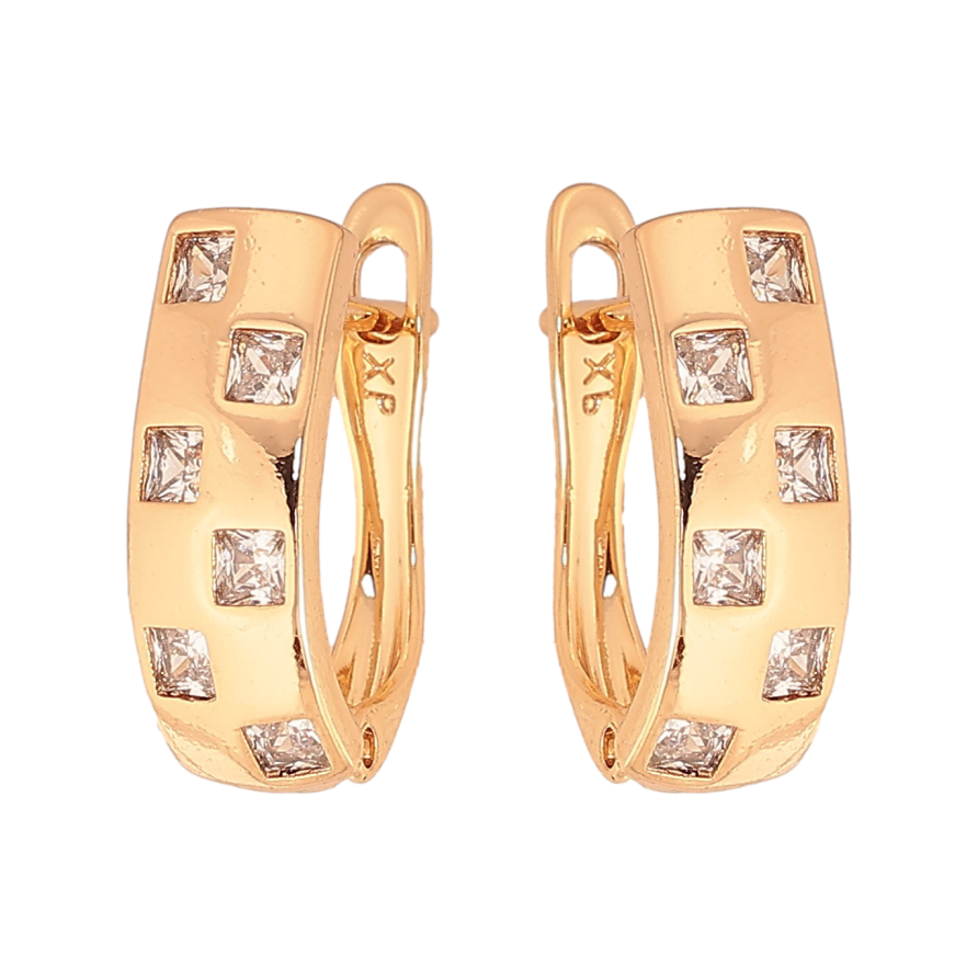 Сережки Xuping колір Позолота 18К англійський замок "Візерунок з кристалами" фото №1