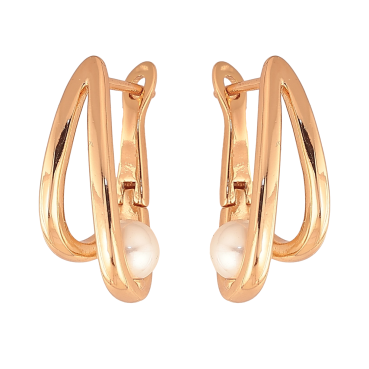 Серьги Xuping цвет Позолота 18К английский замок "Узор с жемчужинами" фото №22