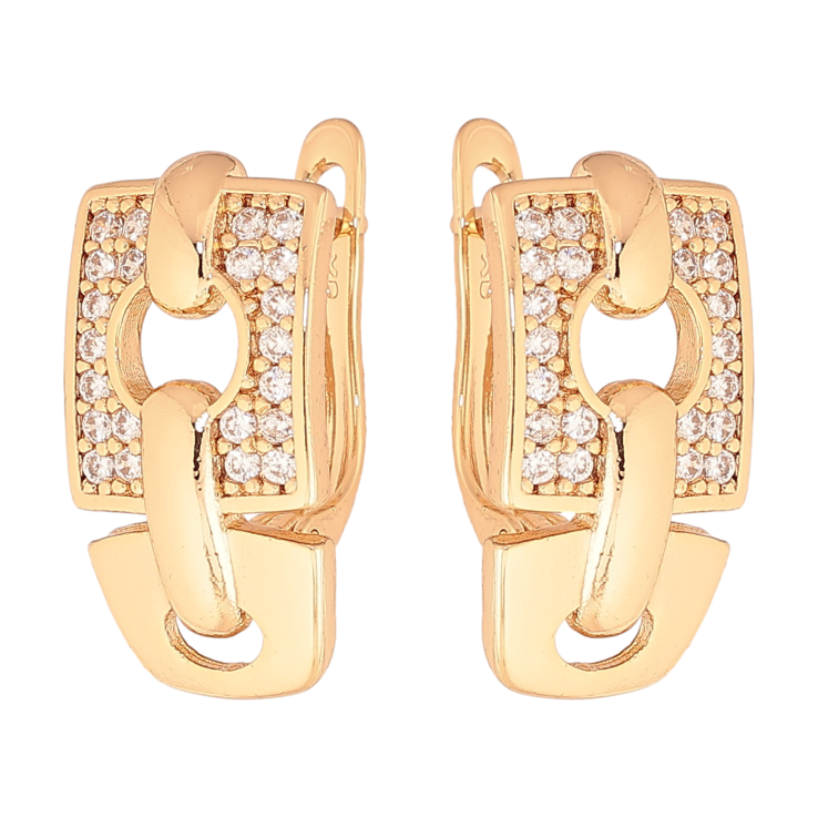 Сережки Xuping колір Позолота 18К англійський замок "Візерунок з кристалами" фото №9 Сережки Xuping колір Позолота 18К англійський замок "Візерунок з кристалами" фото №9