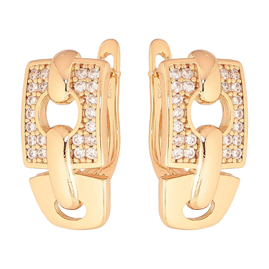 Сережки Xuping колір Позолота 18К англійський замок "Візерунок з кристалами" фото №1