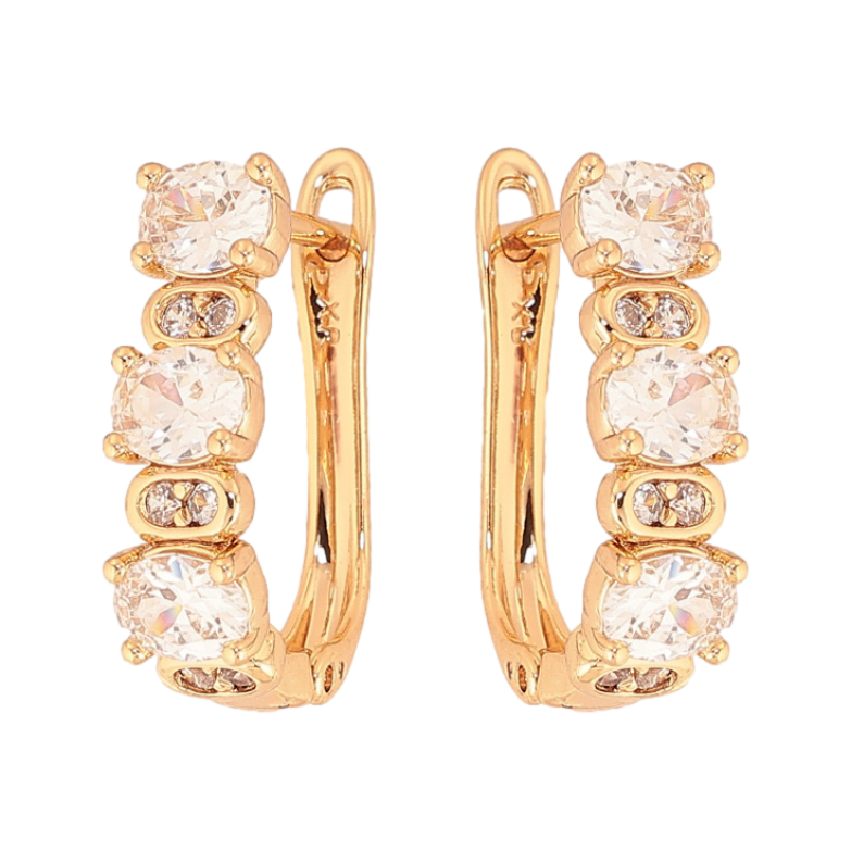 Серьги Xuping цвет Позолота 18К английский замок "Узор с кристаллами" фото №2 Серьги Xuping цвет Позолота 18К английский замок "Узор с кристаллами" фото №2