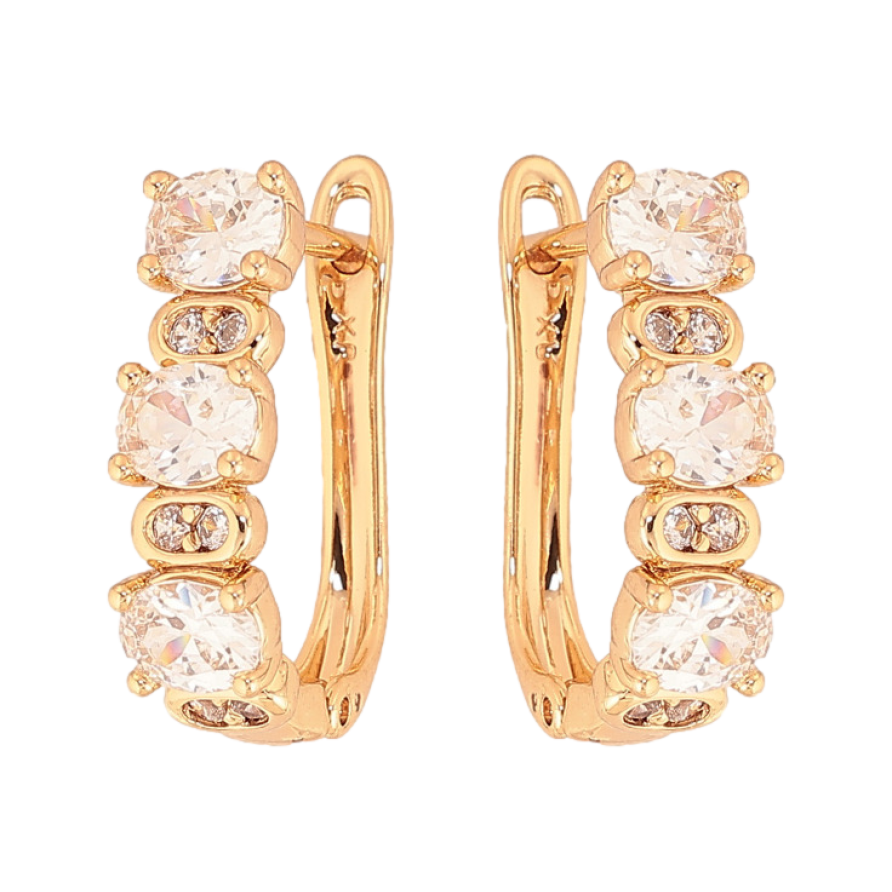 Сережки Xuping колір Позолота 18К англійський замок "Візерунок з кристалами" фото №1 Сережки Xuping колір Позолота 18К англійський замок "Візерунок з кристалами" фото №1