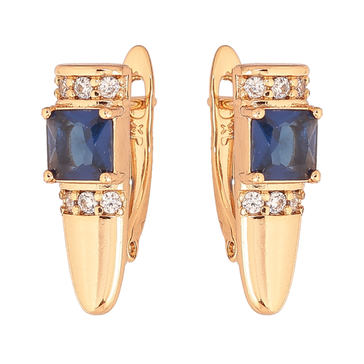 Серьги Xuping цвет Позолота 18K английский замок "Узор с синими   кристаллами" фото №19