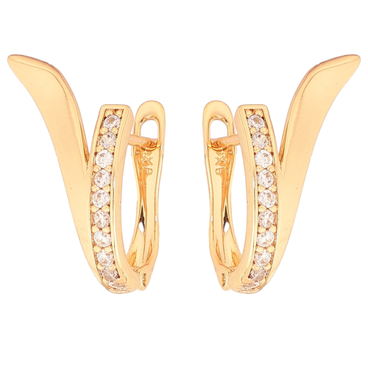 Сережки Xuping колір Позолота 18К англійський замок "Візерунок з кристалами" фото №11 Сережки Xuping колір Позолота 18К англійський замок "Візерунок з кристалами" фото №11