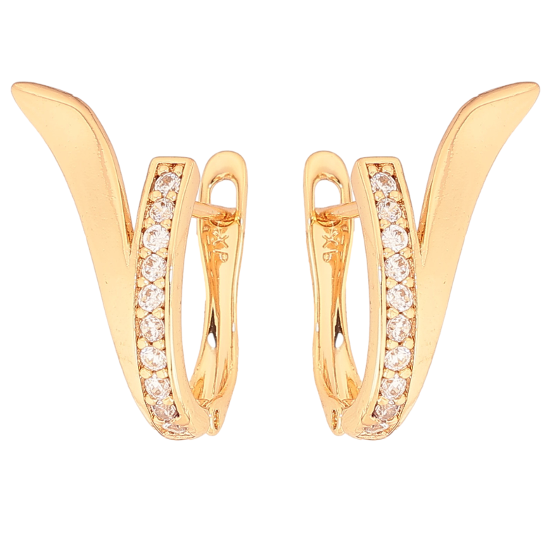 Серьги Xuping цвет Позолота 18К английский замок "Узор с кристаллами" фото №1