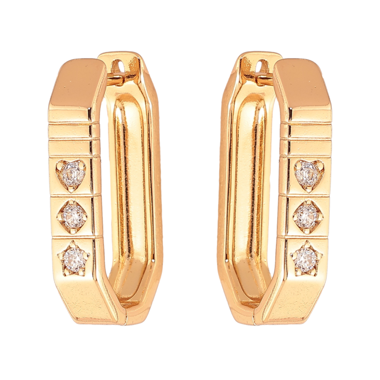 Серьги Xuping цвет Позолота 18K английский замок "Узор с кристаллами" фото №5