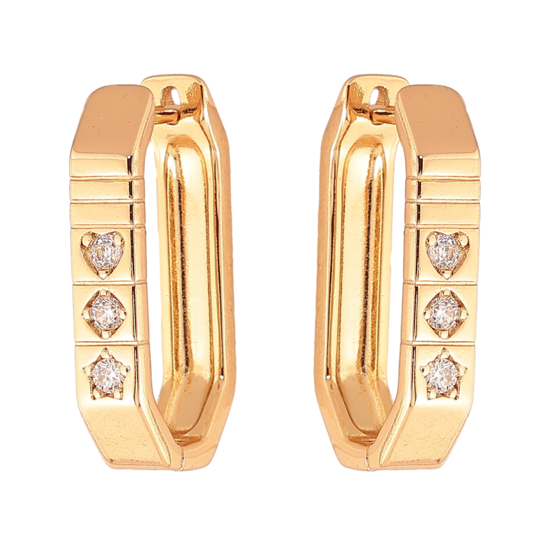 Серьги Xuping цвет Позолота 18K английский замок "Узор с кристаллами" фото №1