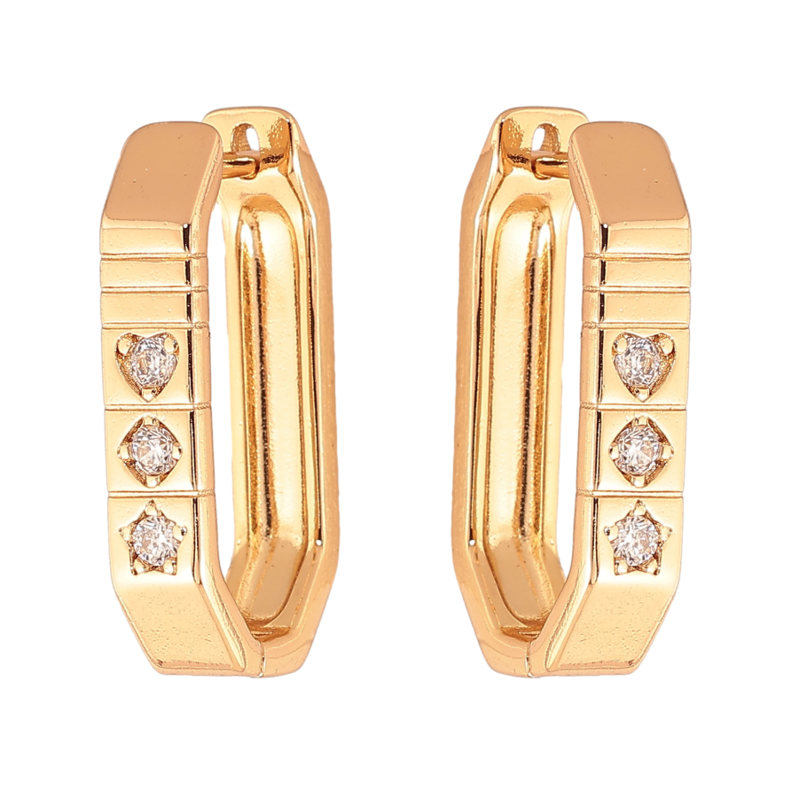 Серьги Xuping цвет Позолота 18K английский замок "Узор с кристаллами" фото №1