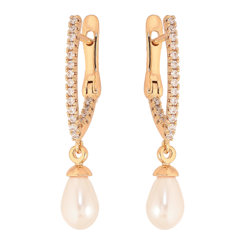 Сережки Xuping колір Позолота 18К англійський замок "Перлинні підвіски" фото №1 Сережки Xuping колір Позолота 18К англійський замок "Перлинні підвіски" фото №1