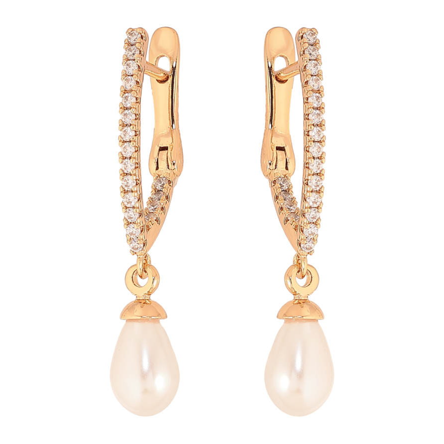 Сережки Xuping колір Позолота 18К англійський замок "Перлинні підвіски" фото №1 Сережки Xuping колір Позолота 18К англійський замок "Перлинні підвіски" фото №1