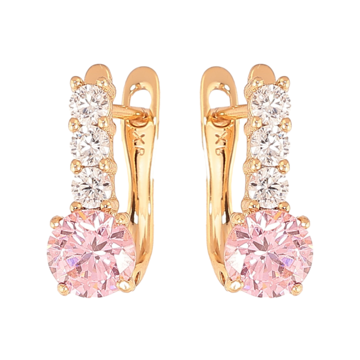 Серьги Xuping цвет Позолота 18K английский замок "Узор с розовыми кристаллами" фото №11