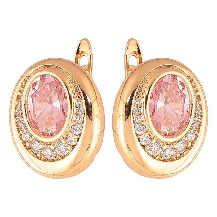 Серьги Xuping цвет Позолота 18K английский замок "Узор с розовыми кристаллами" фото №14