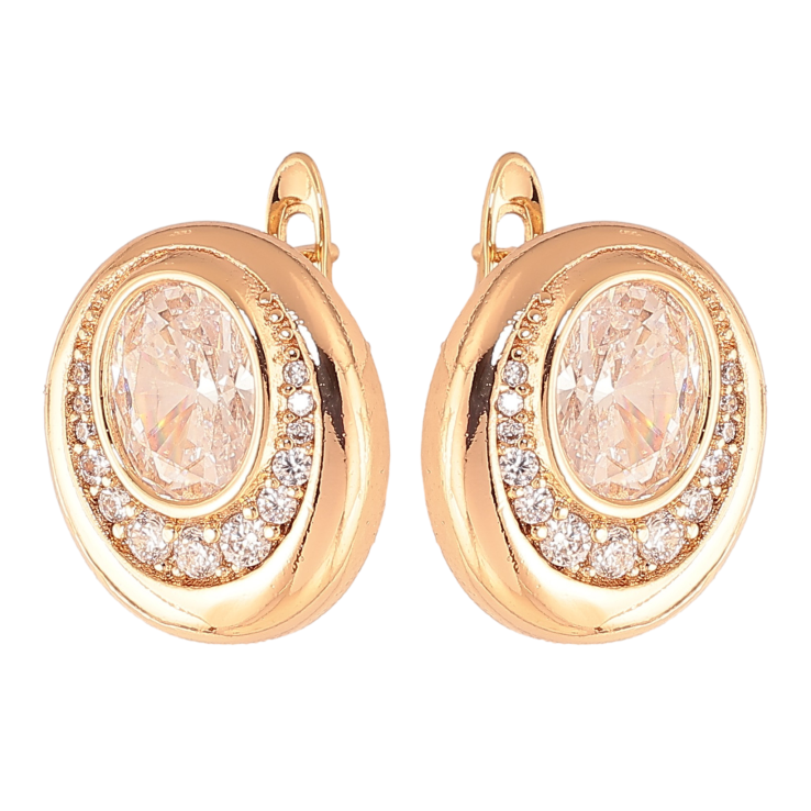 Серьги Xuping цвет Позолота 18K английский замок "Узор с кристаллами" фото №10