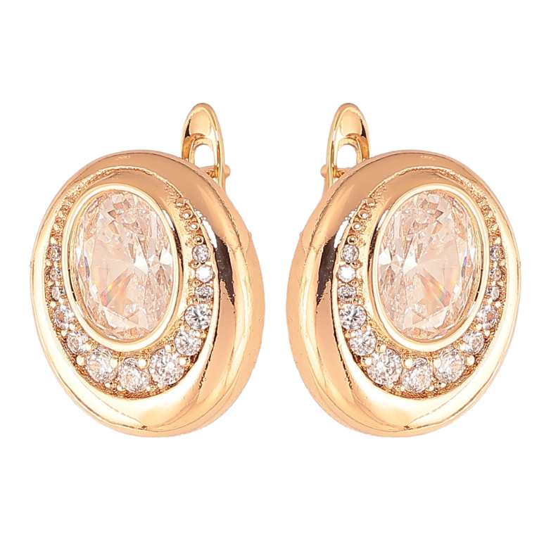 Сережки Xuping колір Позолота 18K англійський замок "Візерунок з кристалами" фото №1