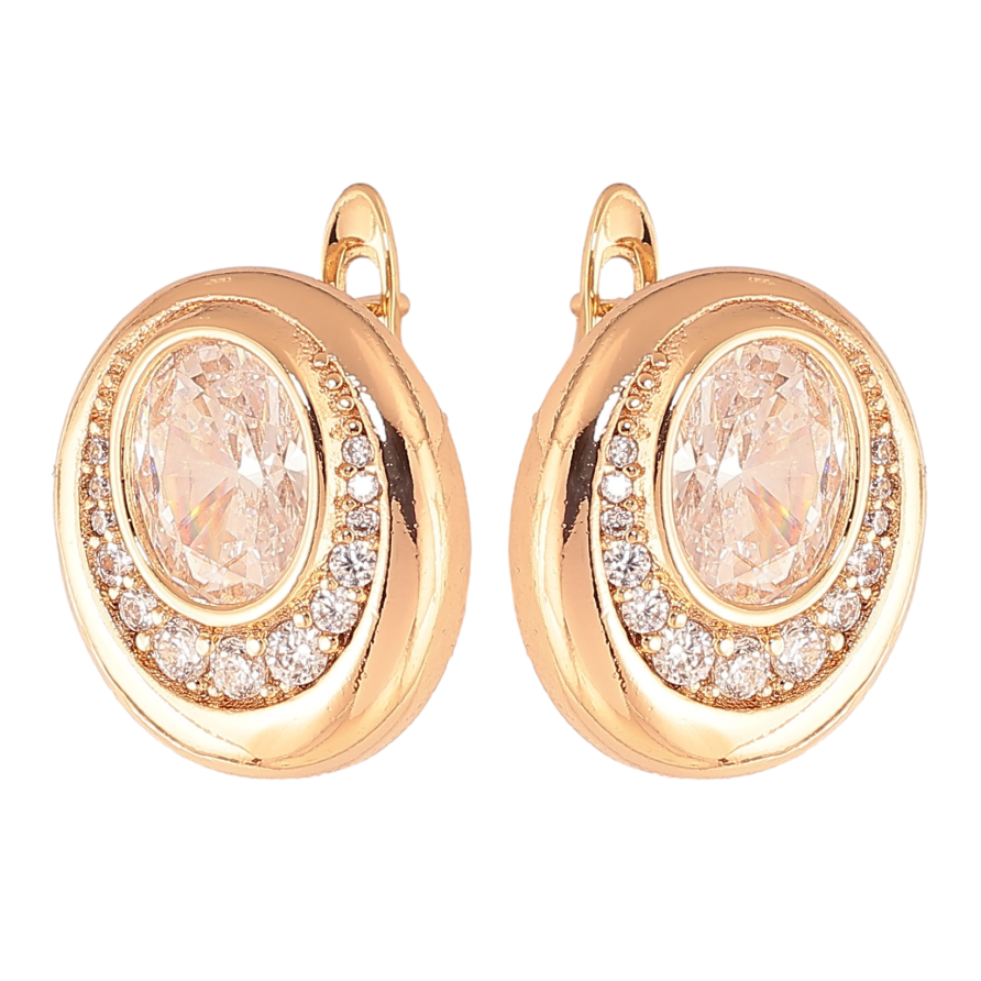 Серьги Xuping цвет Позолота 18K английский замок "Узор с кристаллами" фото №1