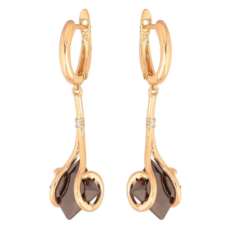 Сережки Xuping колір Позолота 18К англійський замок "Підвіски з чорними кристалами" фото №24