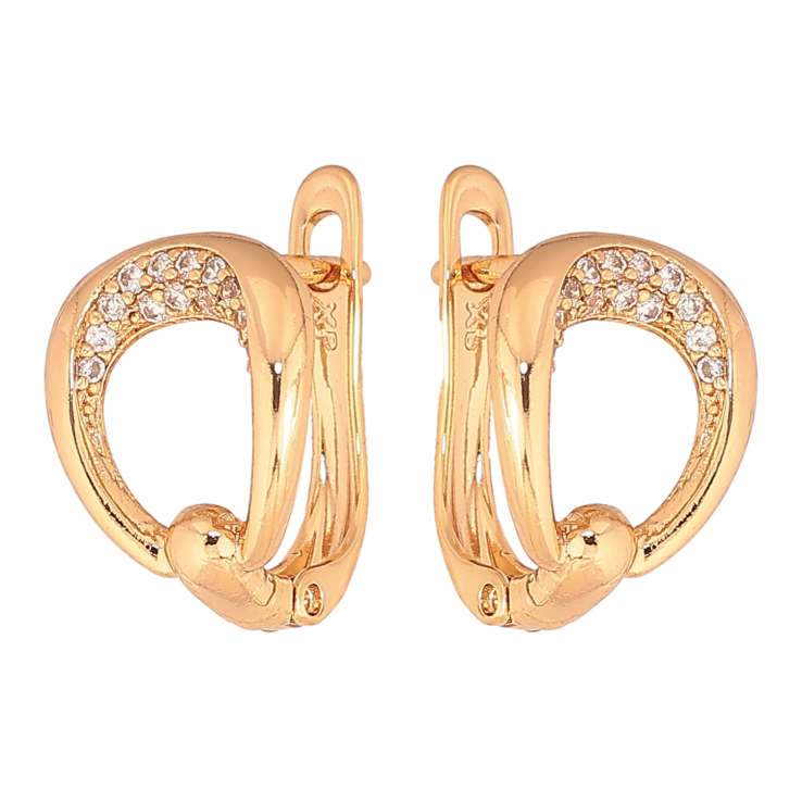 Серьги Xuping цвет Позолота 18К английський замок "Узор с кристаллами" фото №15