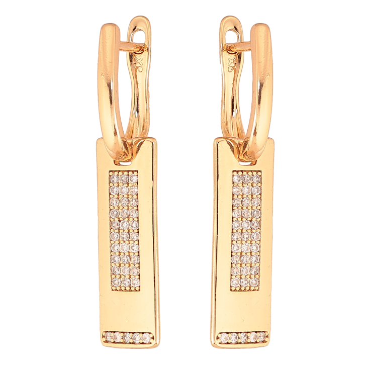 Серьги Xuping цвет Позолота 18К английський замок "Прямоугольные подвески с кристаллами" фото №23