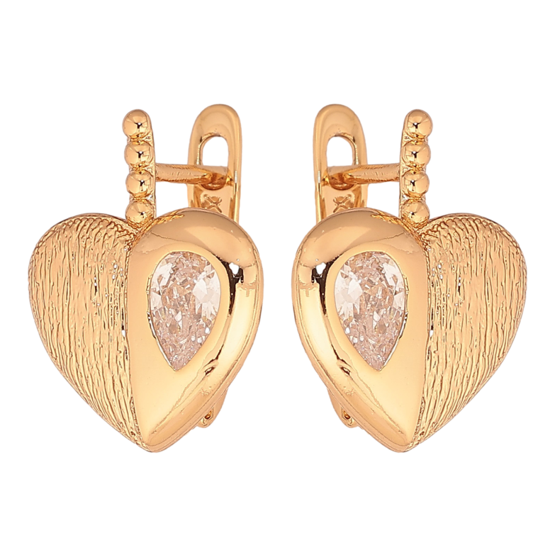 Серьги Xuping цвет Позолота 18К английський замок "Сердечки с кристаллами" фото №19