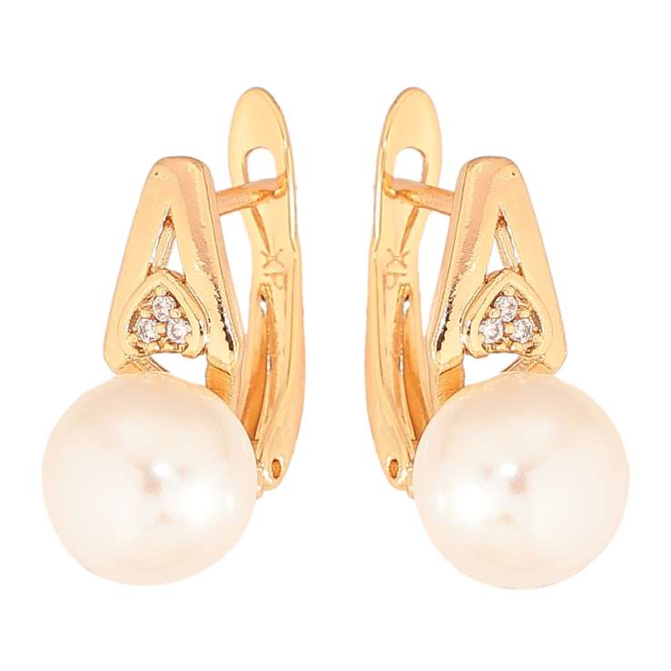 Серьги Xuping цвет Позолота 18К английський замок "Узор с жемчужинами" фото №19