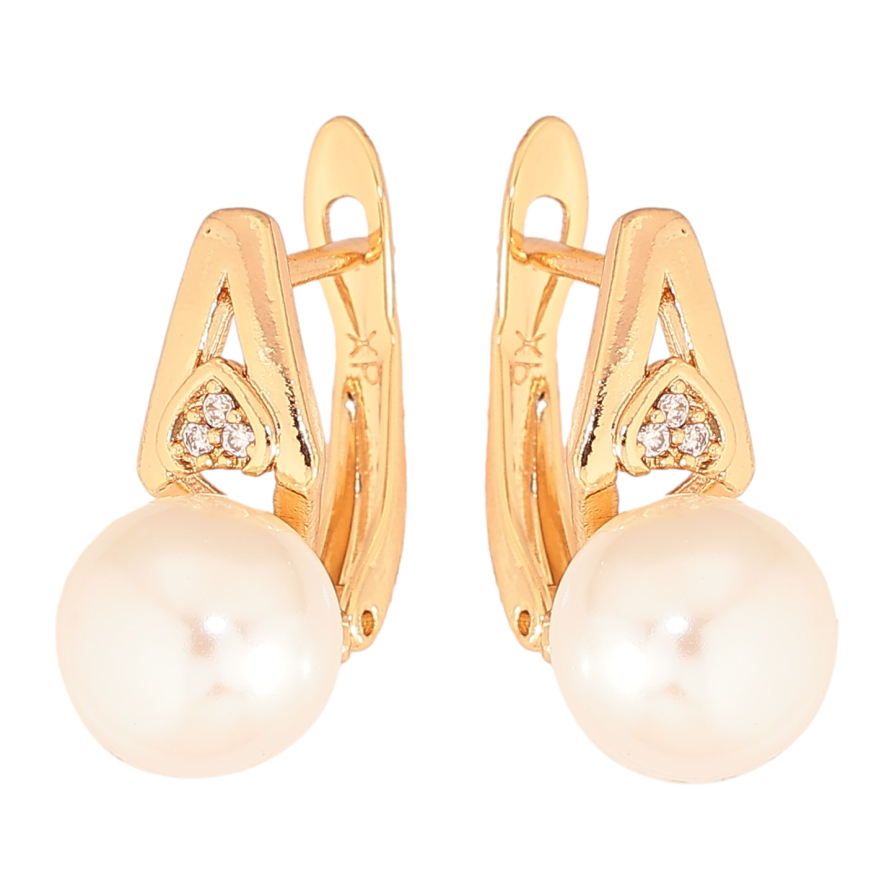 Серьги Xuping цвет Позолота 18К английський замок "Узор с жемчужинами" фото №1