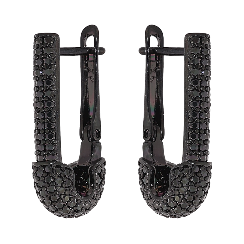 Серьги Xuping цвет Позолота Black (черное золото) английский замок "Инкрустация черными кристаллами" фото №1