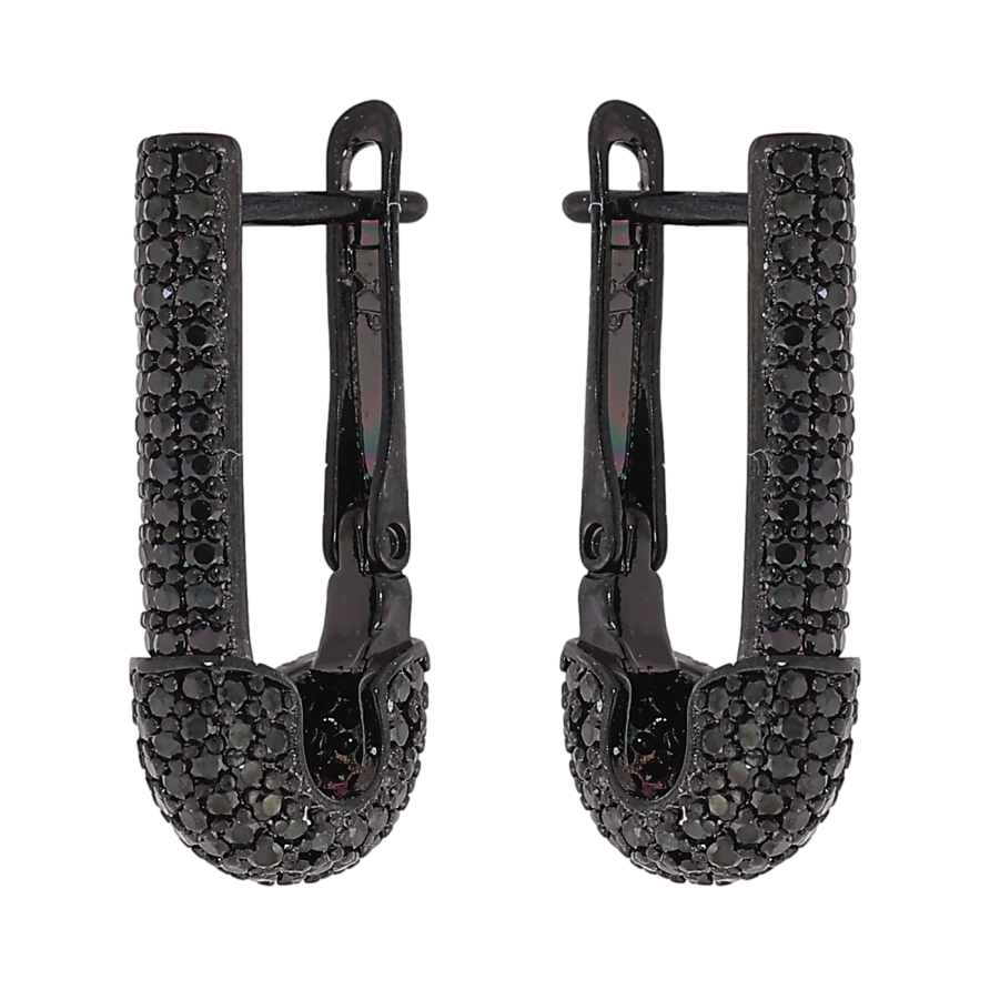 Сережки Xuping колір Позолота Black (чорне золото) англійський замок "Інкрустація чорними кристалами" фото №1