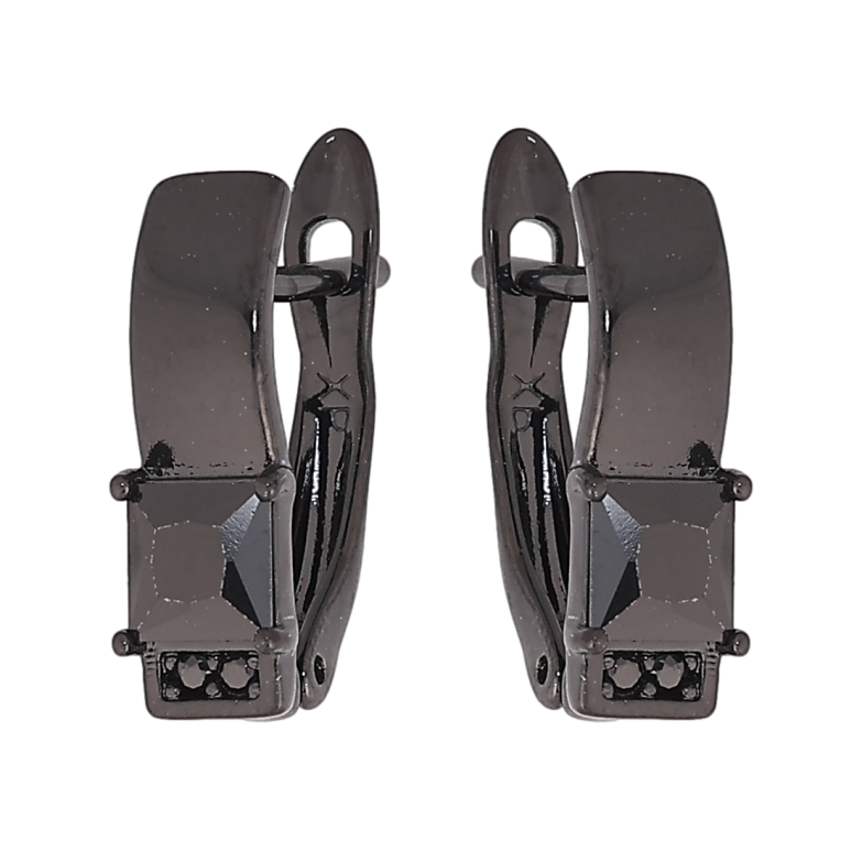 Сережки Xuping колір Позолота Black (чорне золото) англійський замок "Візерунок з чорними кристалами" фото №3 Сережки Xuping колір Позолота Black (чорне золото) англійський замок "Візерунок з чорними кристалами" фото №3