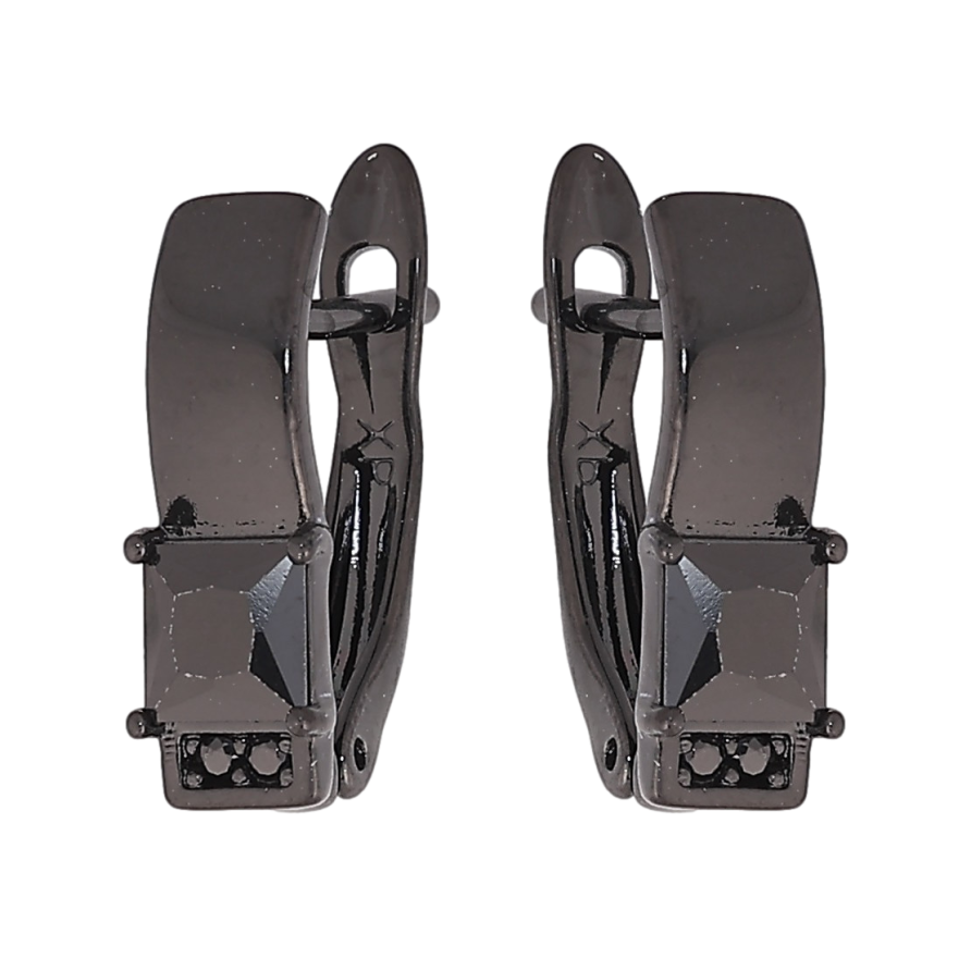 Сережки Xuping колір Позолота Black (чорне золото) англійський замок "Візерунок з чорними кристалами" фото №1