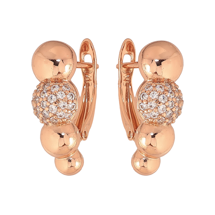 Сережки Xuping колір Позолота РО англійський замок "Візерунок з кристалами" фото №4