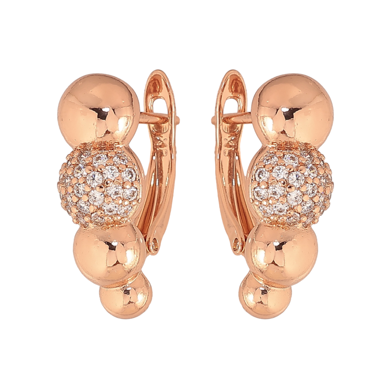 Серьги Xuping цвет Позолота РО английский замок "Узор с кристаллами" фото №1 Серьги Xuping цвет Позолота РО английский замок "Узор с кристаллами" фото №1