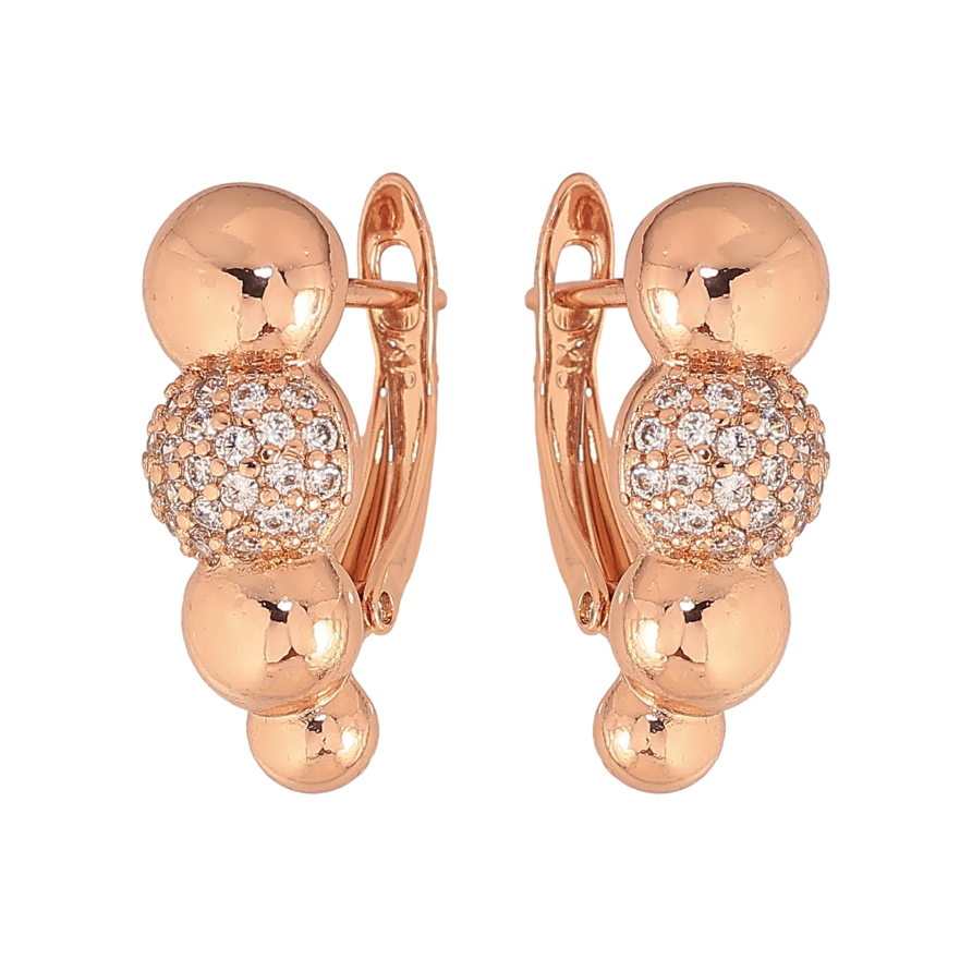 Сережки Xuping колір Позолота РО англійський замок "Візерунок з кристалами" фото №1 Сережки Xuping колір Позолота РО англійський замок "Візерунок з кристалами" фото №1