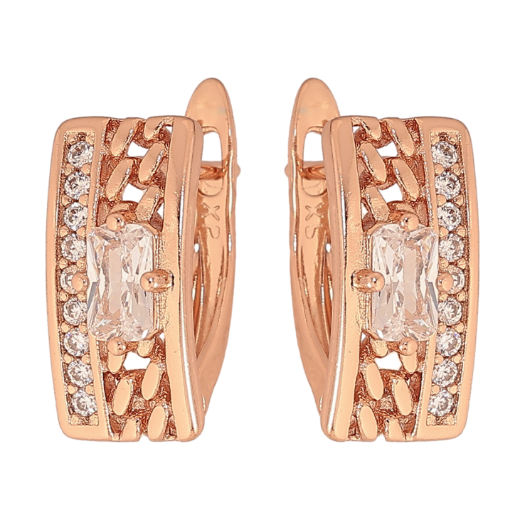 Сережки Xuping колір Позолота РО англійський замок "Візерунок ланцюжок з кристалами" фото №2