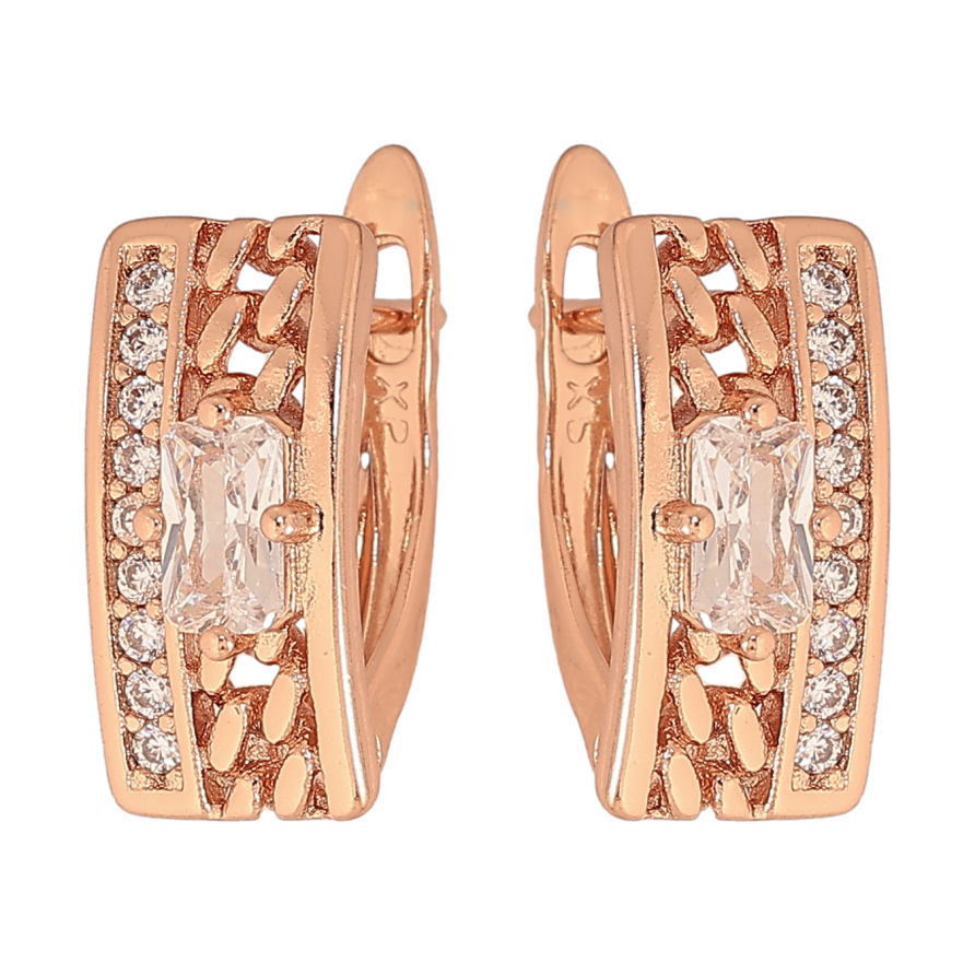 Сережки Xuping колір Позолота РО англійський замок "Візерунок ланцюжок з кристалами" фото №1