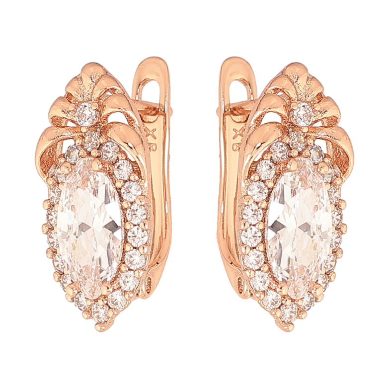 Сережки Xuping колір Позолота РО англійський замок "Візерунок з кристалами" фото №1