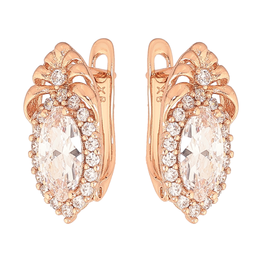 Сережки Xuping колір Позолота РО англійський замок "Візерунок з кристалами" фото №1