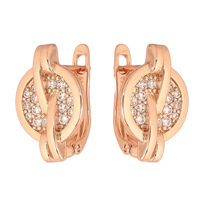 Сережки Xuping колір Позолота РО англійський замок "Візерунок з кристалами" фото №3