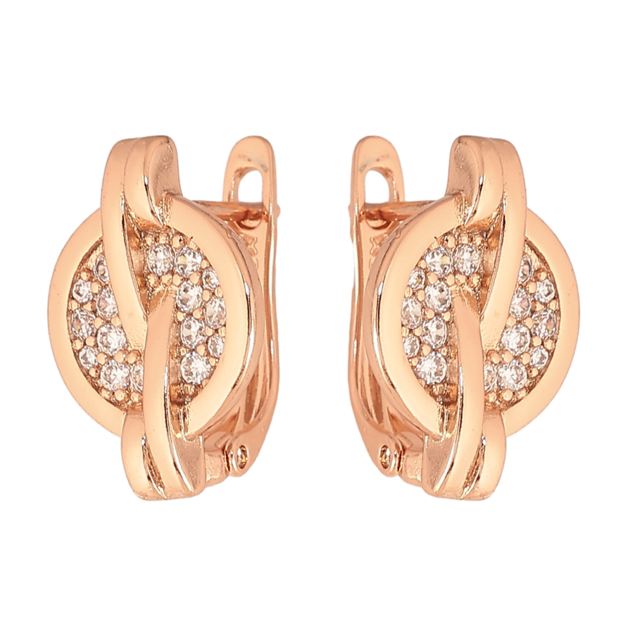 Сережки Xuping колір Позолота РО англійський замок "Візерунок з кристалами" фото №1