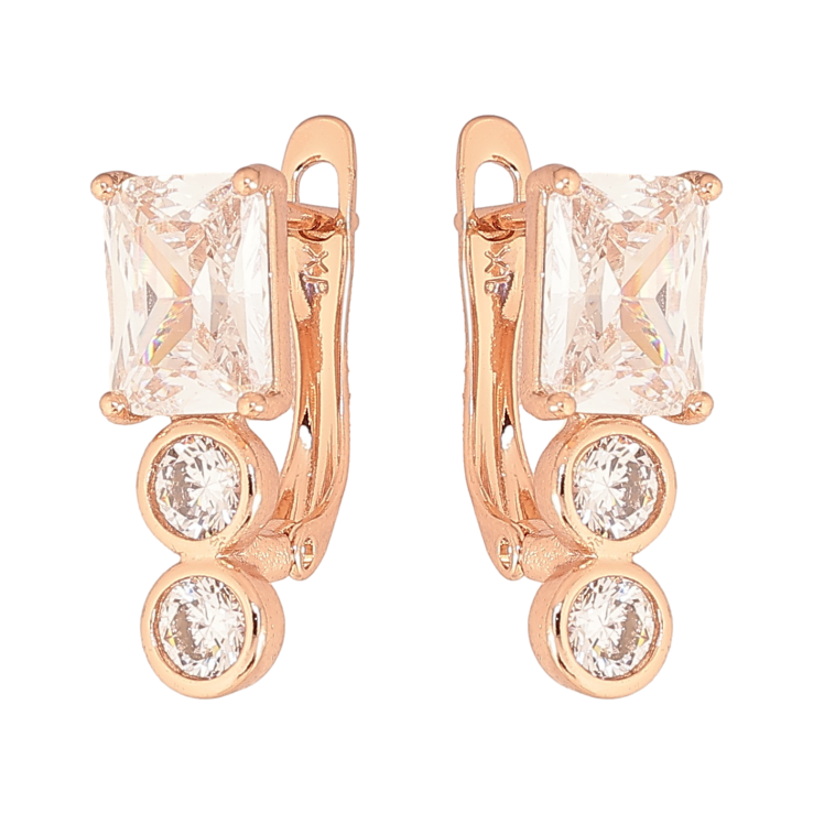 Сережки Xuping колір Позолота РО англійський замок "Візерунок з кристалами" фото №11 Сережки Xuping колір Позолота РО англійський замок "Візерунок з кристалами" фото №11